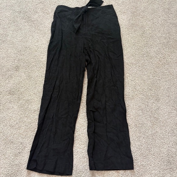 Anthropologie Pants - Anthropologie Linen Blend Pants Womens 2 Black Tie Waist Wide Leg Office Capsule